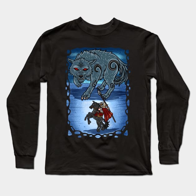 Divine Confrontation: Odin vs. Fenrir - Clash of the Norse Titans Long Sleeve T-Shirt by Holymayo Tee